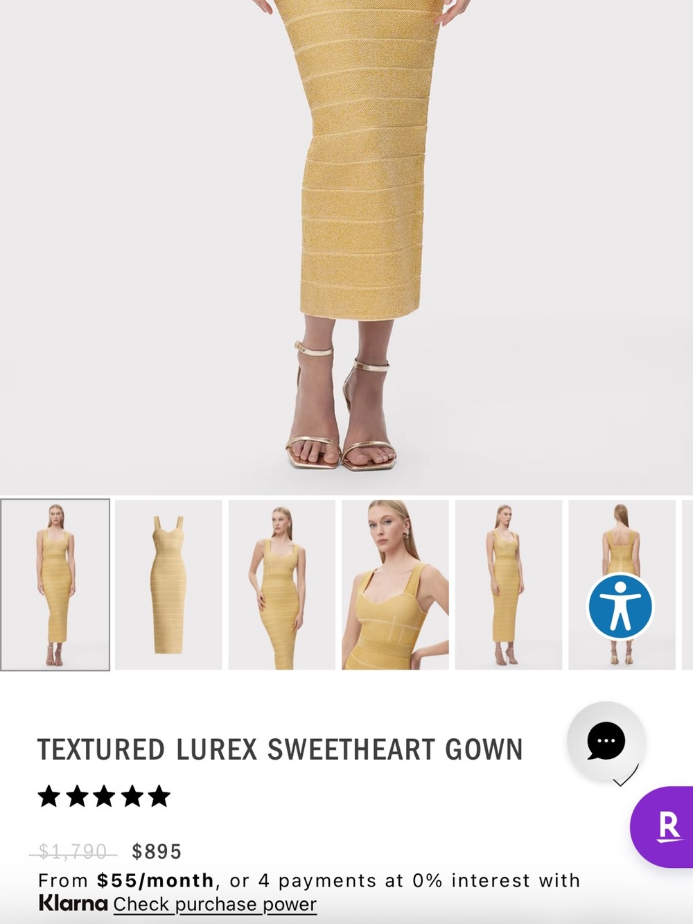 Herve Leger TEXTURED LUREX SWEETHEART GOWN - Picture 4 of 4